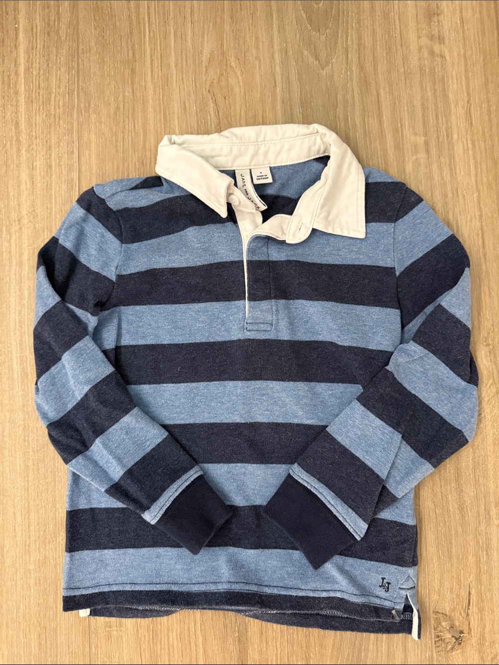 Janie and Jack Navy and Light Blue Striped V-Neck Rugby Sweater